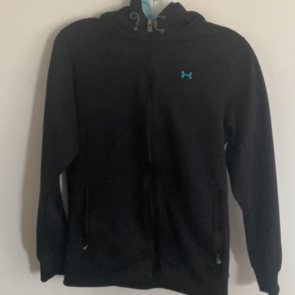 Under Armour Black Hoodie with Teal Logo - Picture 1 of 3